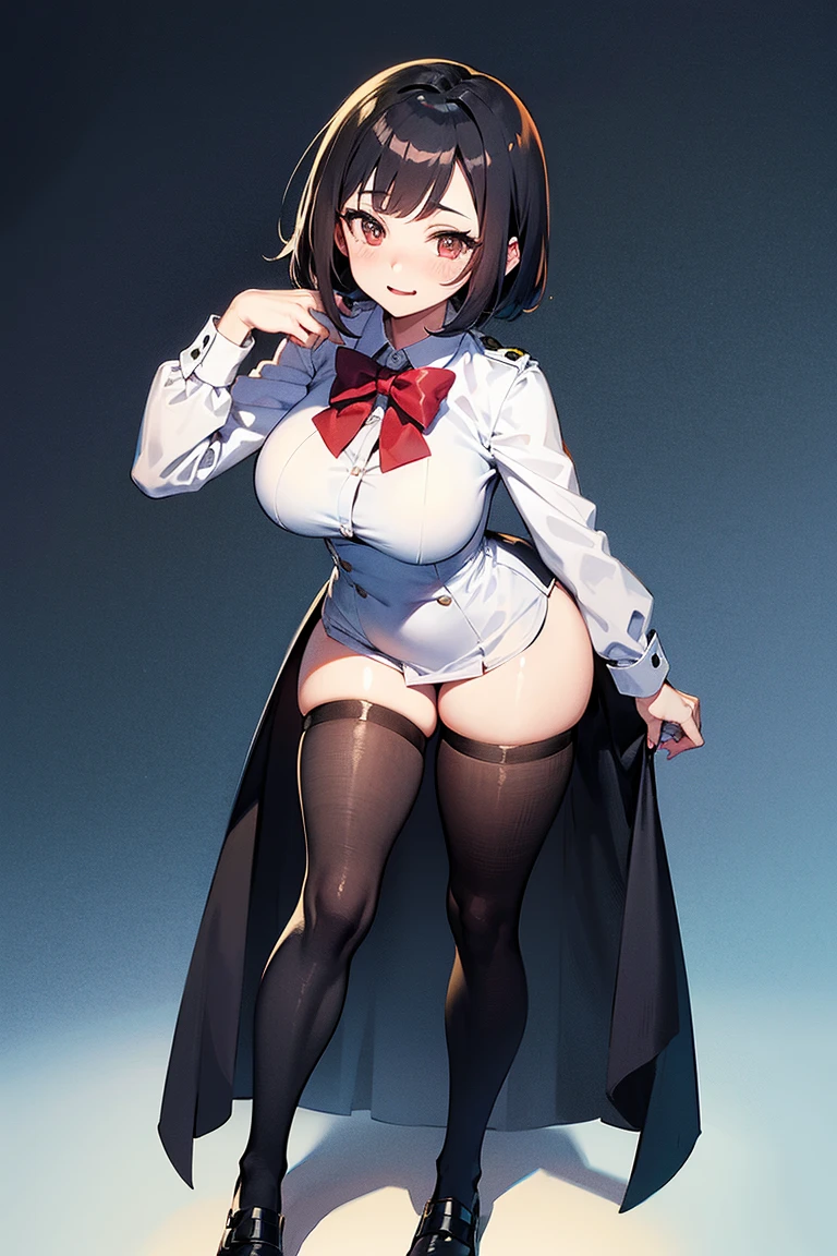 Hamakaze, Hamakaze, Blue eyes, Grey Hair, Hair Ornament, Hair over one eye, hair clips, Short hair, Short hair,BREAK black pantyhose, buttoning, gloves, grey sailor collar, grey skirt, hair clips, neckerchief, pantyhose, Pleated skirt, Sailor collar, School uniform, serafuku, (White seraphuk:1.3),Skirt, White Gloves, Yellow neckerchief,Naughty big、large full breasts、looking at the viewers,BREAK (masutepiece:1.2), Best Quality, High resolution, Unity 8k壁纸, (Illustration:0.8), (Beautiful detailed eyes:1.6), extra detailed face, Perfect Lighting, extremely details CG, (Perfect hands, Perfect Anatomy),Smile with open mouth、(Skirt lift:1.3), (Black panties-:1.3)、(Skirt that rolls up:1.3)、(Fully exposed panties:1.5)、(outside of house、plein air,:1.3)、(harbour:1.3)