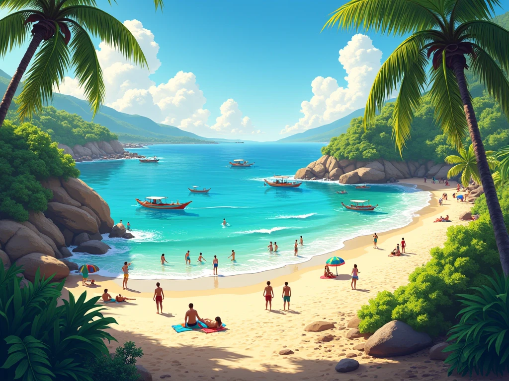 summer beach palm trees