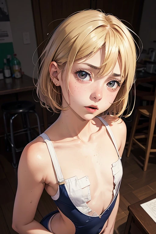 anime style、1 girl、Kagamine Rin、smile、random pose、(tiny chest:1.8)、(puffy nipple:1.2), micro bikini