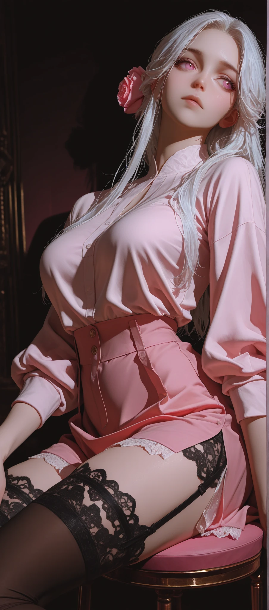 (（（Perfect body,White and tender skin,（（（White cardigan wool pink mom skirt,）））,（（（hyuugahin,hyuugahin,hinata\(boruto\),hyuugahin, "black long hair", blue eyes,blunt bangs）））,((masterpiece)),high resolution, ((Best quality at best)),masterpiece,quality,Best quality,（（（ Exquisite facial features,Looking at the audience,There is light in the eyes,blush,Happy,lol）））,）））,（（（Light and shadow,Huge breasts）））,（（（Looking at the camera,black background,)））)