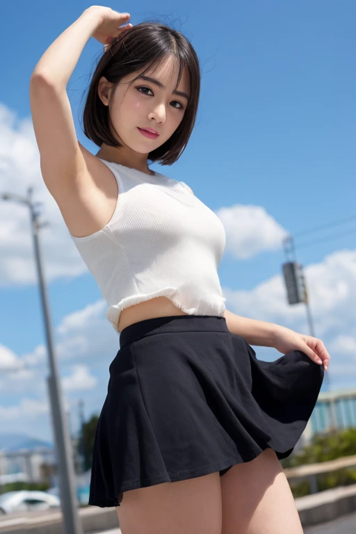 最high quality,Very detailed,finely,High resolution,8k wallpaper,Perfect dynamic composition,Young Japanese Woman,Age 25, Black Hair, thin, 4K, 8k, high quality, beauty, smile, Beautiful Eyes, Characterized by simplicity, High resolution,1 person,Japanese Idols,Large Breasts,Slender body,stage,Looking back