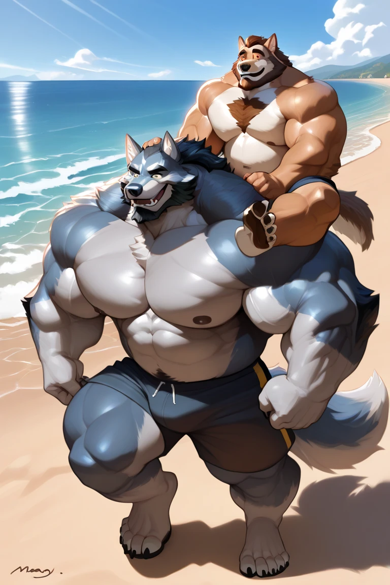 4 muscular kangaroos wearing thick diapers and dark glasses on a hot summer day