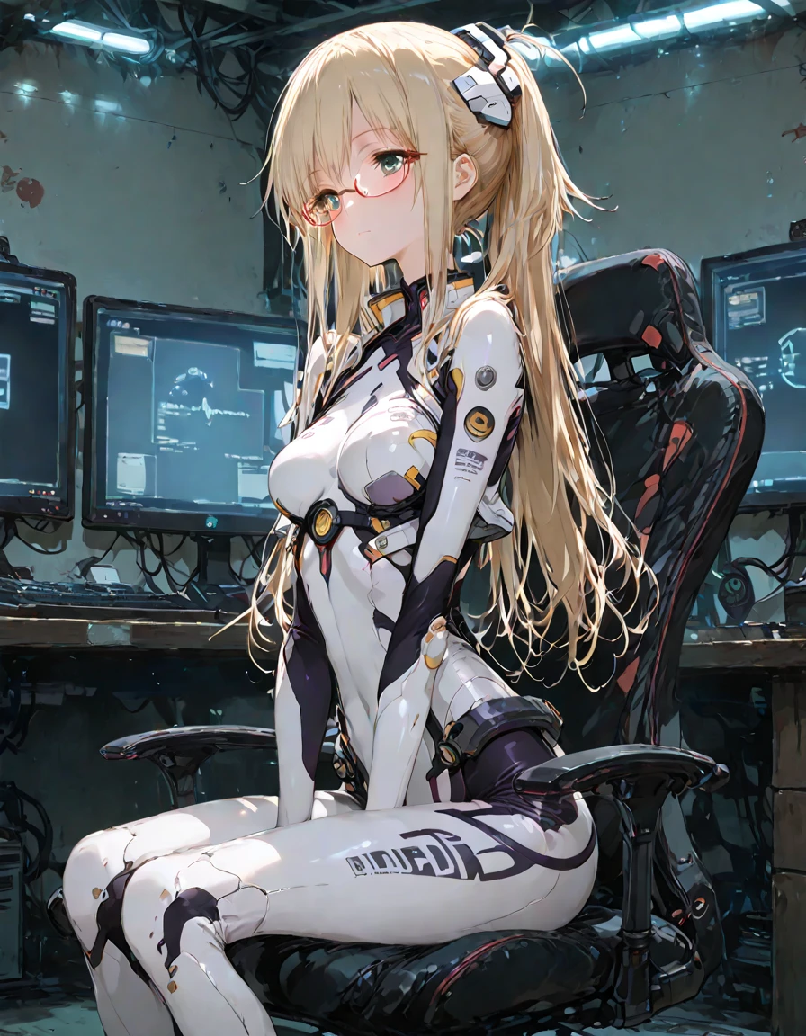 Browsing Caution, (((masterpiece)))、(((highest quality)))、((Ultra high definition))、(Highly detailed CG illustrations)、((Very delicate and beautiful))、(Delicate and pretty face)、Cinematic light、((1 Mechanical Girl))、solo、Esbian all over、(highest qualityのイラスト:1.2), (pretty girl:1.1), (One Girl, solo:1.5), (One Girl、18-year-old、Beautiful breasts:1.5、Ultra-detailed eyes:1.2)、(Beautiful breasts:1.1)、cyborg、Machine body、Positive、white cyber suit、Perfect fit、Black-haired、Brown Hair、Silver Hair、Blonde、Blue Hair、blue eyes、Brown eyes、Red eyeechanical joints:1.4)、((Mechanical Limbs))、(Blood vessels connected to tubeechanical vertebrae attached to the back))、((Mechanical cervical spine)Wear around the neck))、((Sitting on a chair on a machine))、Sit on a chair with your crotch open、((Insert a tube into the groin area:1.5))、Expressionless、(Wires and cables connected to the head and torso:1.5)、(Character Focus)、Hmph、Under maintenance、Rubbing the chest from behind with a mechanical arm、 Tentacle Sex, Vaginal,