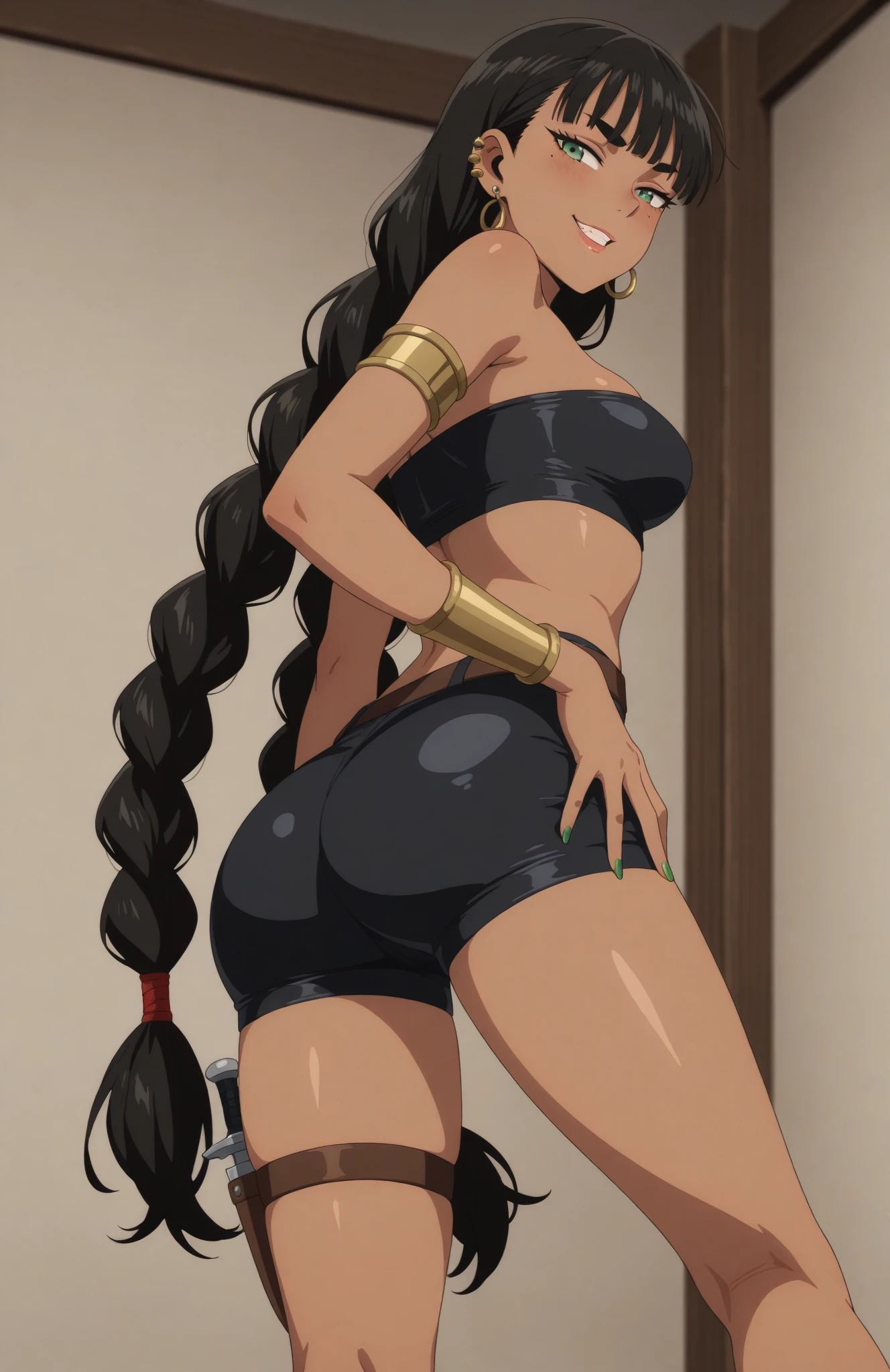 Yoruichi Shihoin ,tall ,muscle ,sexy ,brown skin ,wet ,cay ears ,cat tail ,big butt ,big tit ,light yellow eyes ,dark purple long hair ,bikini ,sexy pose ,lighting magic ,4k ,high res