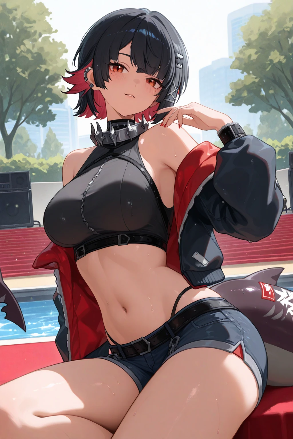 (masterpiece:1.2), best quality, masterpiece, highres, original, extremely detailed wallpaper, perfect lighting, (extremely detailed CG:1.2), NSFW
(female:2), anthro, furry, slim, wolf, white fur, goggles on head, swimming trunks, heart gesture, EasyMasterpiece,(by kenket), (by Pino Daeni),shirtlift, 8 pack ripoped abs, muscular, large biceps
(by magnetus:1.2), grey fur, short hair, (goth:1.1), rabbit ears,(in heat:1.2), by honovy, by meesh, by null-ghost, by dagasi, by photonoko, by syuro,