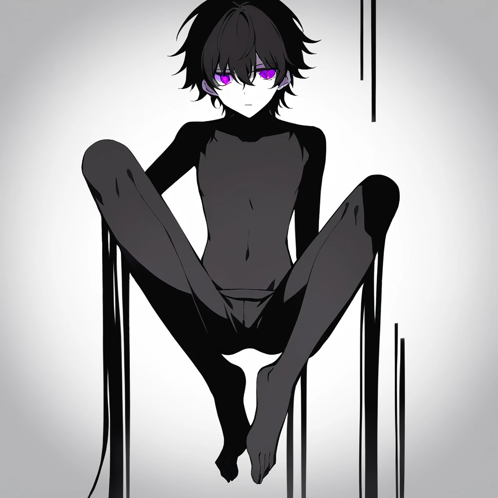 1 lonely femboy boy with light skin penis, extremely short black hair and some pubic hair, completely naked and excited looking towards the camera with a face of lust. Good view of the genitals.