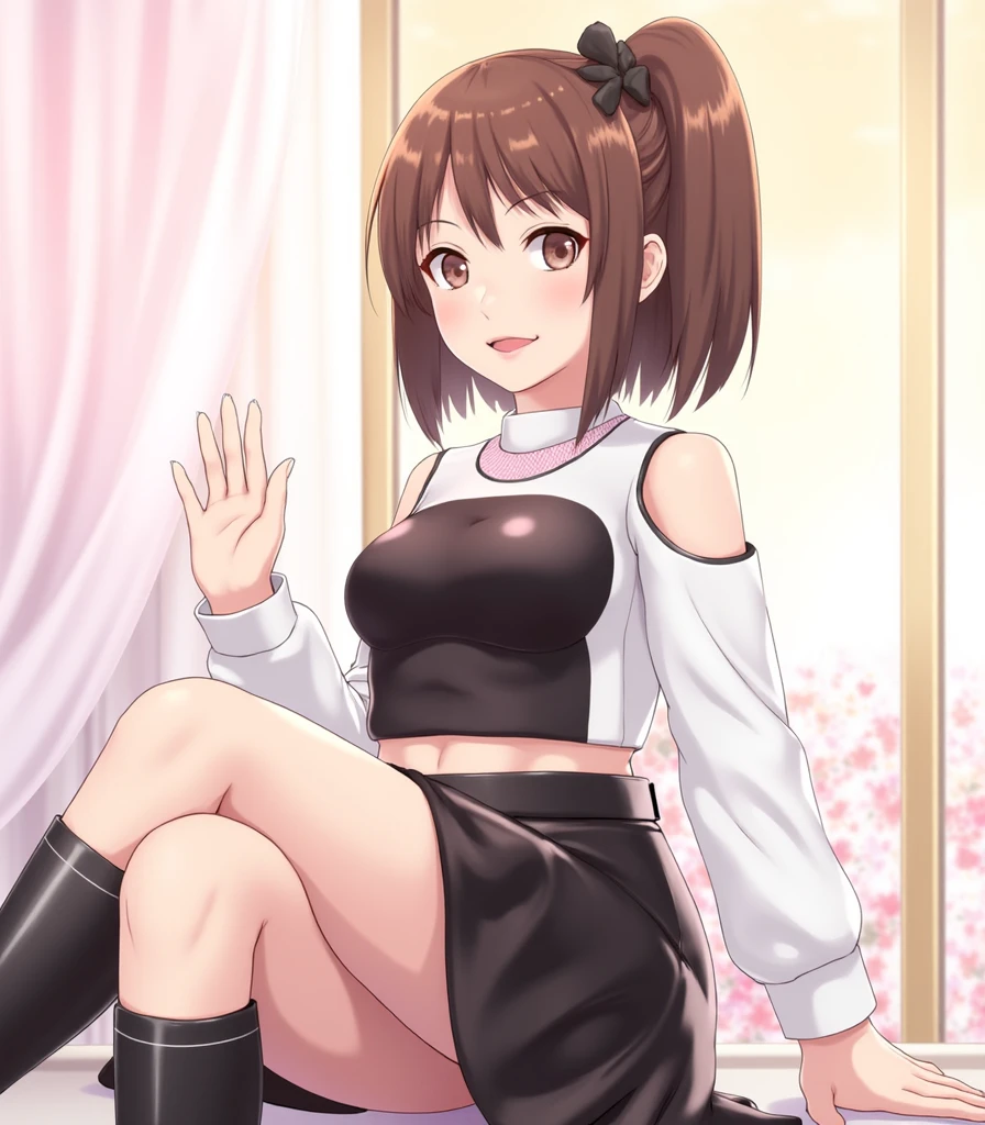 Ochako Uraraka, , sin panties, unbuttoned blouse, short gray skirt