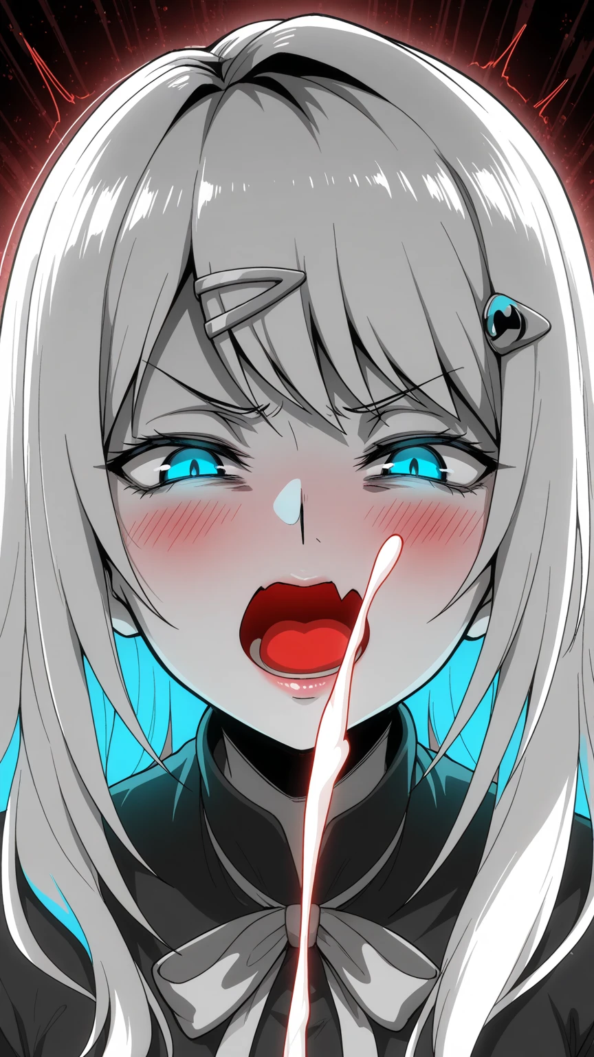 Score_9, score_8_up, score_7_up, expressive eyes, perfect face, long white hair, big , deep throat, hentai, pov, fellatio, heart eyes, big cock, sperm on face, a lot of sperm,