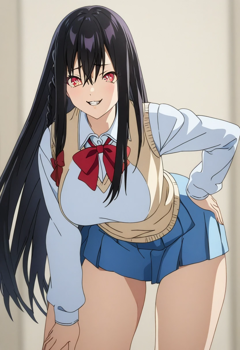 evil smile, smile, blush, lipstick,
Black_hair, Brown_eyes,Long_hair,single braid,
masterpiece, best quality, highly detailed, a anime girls in sailor uniforms with a gun posing for a picture,
evil smile, smile, open mouth,black_serafuku, ecchi anime style, anime girls , (nsfw) not safe for work,
ecchi style, ecchi, shipgirls, digital anime art!!, high school girls, holding a gun, hold a gun, anime style 4
k, micro skirt, exposed belly, exposed navel, exposed midriff,
exposed lower belly,school, classroom