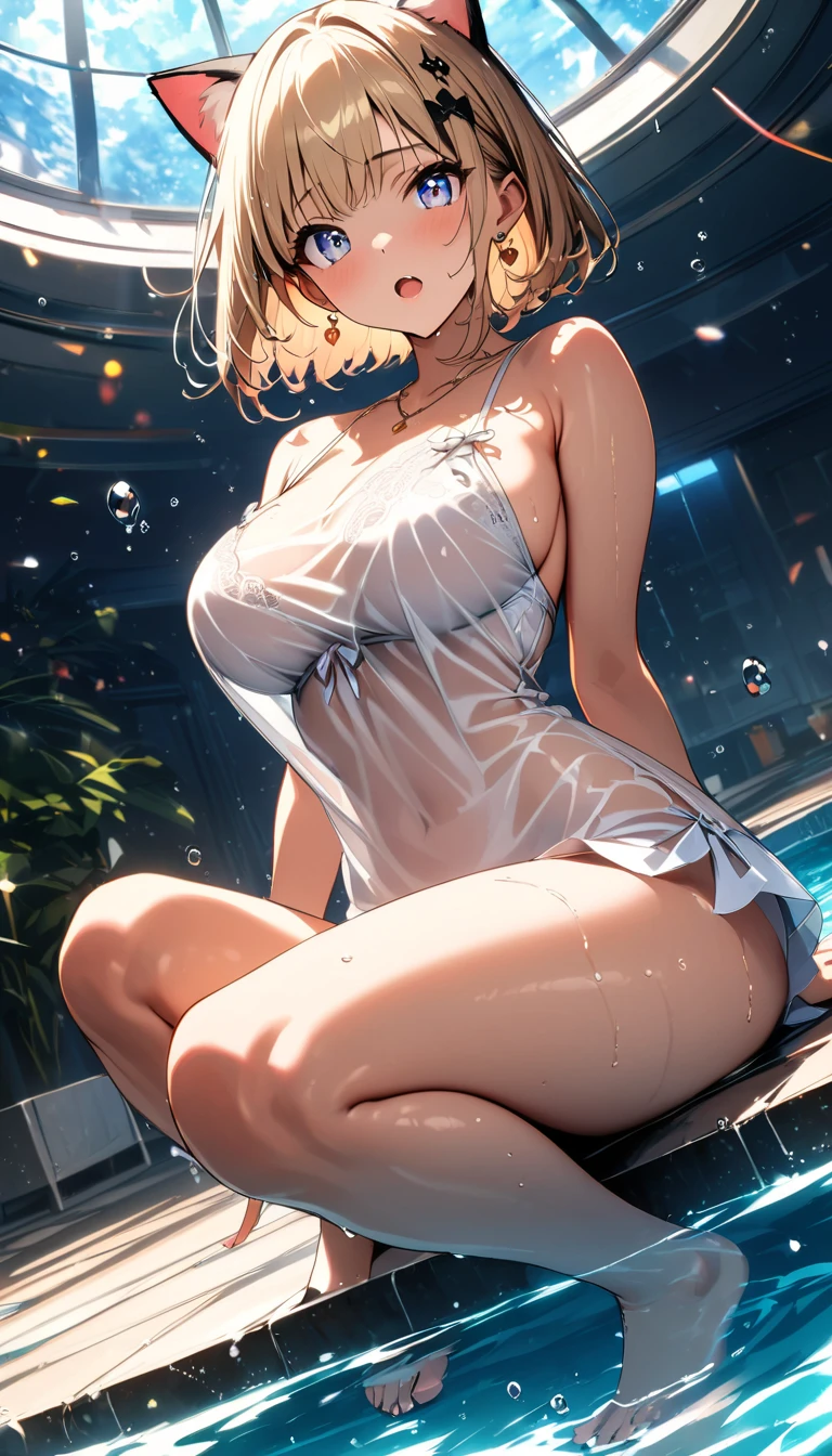 1female,41 years old,熟妇,mature,plumw,extremely large bosom ,Pornographic exposure, 独奏,(Background with:Underwater,ocean floor,airbubble,The corals) She has short black hair,Walk underwater,seen from the front, hair straight, mostly cloudy sky,(((tmasterpiece),(Very detailed CG unity 8K wallpaper),best qualtiy,cinmatic lighting,detailed back ground,beatiful detailed eyes,Bright pupils,Redlip(Very fine and beautiful),(Beautiful and detailed eye description),ultra - detailed,tmasterpiece,)),facing at camera,A high resolution,ultra - detailed),revealing breasts,Bare genitalia, Bulge,legs are open,Raised sexy,Camel toes,Flushed complexion,Open-mouthed,frontage,athlete,(Wearing:,White transparent swimsuit,Bare lower body,Bare breasts,Bare )