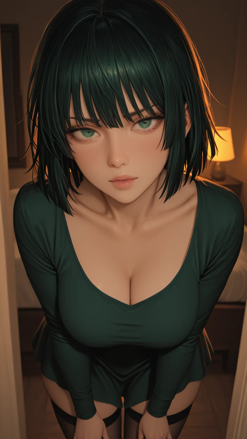 (masterpiece:1.2, best quality:1.2, beautiful, high quality, highres:1.1), 1girl, detailed, short hair, short fluffy hair, short green hair, extremely detailed 4K, perfect eyes, perfect face, only 1 girl, visible bandaid, 1 eye, bandaid covering eye, other eye covered, eye covered with bandaid, circle arms, serious gaze, ready for battle, combat face, nice view, sexy, glasses, circle shaped glasses, yellow shiny eyes, yellow colored eyes, Bandaid on face, posing, hands, arms, scars on arms, scars on face, scars on cheek, bangs, really short hair, scars on body, Maki Zenin eyes, perfect eyes, scars on face, dangerous, eye patch, white bandage on eye, yellow colored eyes, exotica, scar on face, scar on cheeks, visible scars on cheeks, bandage on eye, scar on eye, Maki Zenin, scar on body, very short hair, circle glasses, dark scars on face, Maki Zenin LoRA, black shirt, scar on eye, scars, sleeveless, crop top, beautiful face, perfect lighting, (1girl, solo, adult female, mature female), thin, lithe body, Maki Zenin, green hair, glasses, (big breasts), ((sensual seductive))