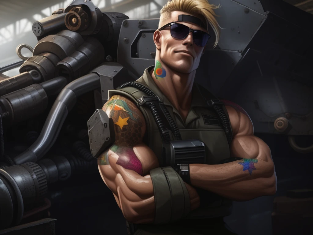 painting of a man with a huge muscular body holding a rocket, in style of kyrill kotashev, by maxim verehin, by Bencho Obreshkov, inspired by maxim verehin, concept art like ernest khalimov, by Vladimir Novak, by Ilya Ostroukhov, by Igor Grabar, by Mikhail Evstafiev