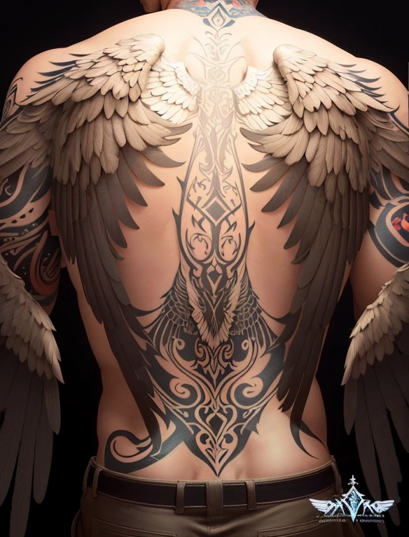 Full back tattoo.  Magic . Hecate . Dark. Male. Religious. Raven.