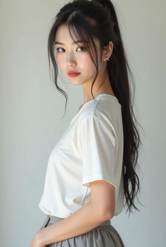 (Highest quality, 8K, masterpiece ), A 12-year-old junior high school student with a young face、 The eyes are large and clear、Black Hair、Wearing a beige mask:1.3、White Button Down Shirt、Glamour thighs:1.2、, Highly detailed face, double eyelid, Strong natural light、whole body、Sexy thighs:1.2、Side angle,Diagonal horizontal angle:1.2、Black 、On the bed、Wearing glasses with thin frames