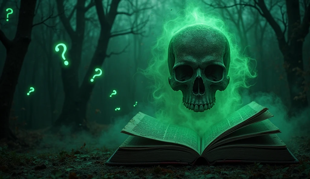 I want a grimoire, with a symbol of a vial with a green powder inside and a skull, with an aura around the cover