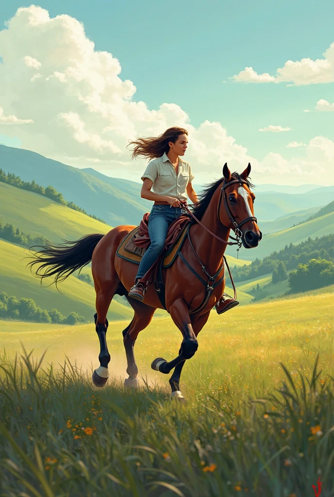 Centaur, female centaur, centaur running on the plains