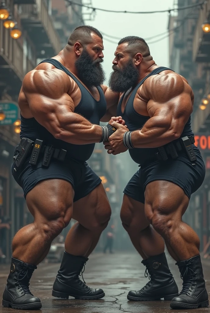 There is only one handsome Asian actor in the photo,35 years old,High target, Fitness,short hair, O-Shaped Beard,Perfect body, Dark skin color,Radiant Skin,Smooth skin,Muscle bulge, muscular, Very large pectoral muscles,Very sexy abdominal muscles,Very well-developed leg muscles,Huge concave and convex area,Brightens oily skin,Wearing black leather shiny thong,Handsome face, Correct and accurate male body proportions, Wear black socks,There are iron chains around the body,Stand among the flowers。