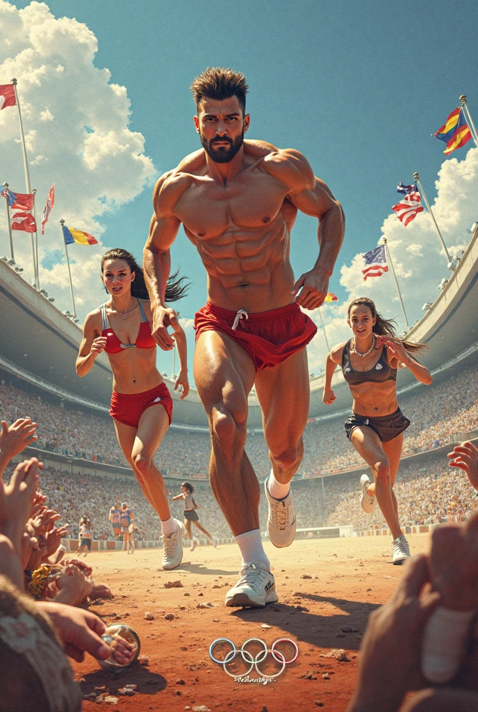 Um homem musculoso com pelos no peito blowjob, face fuck, gagging, anal sex, spit roast, cocks in all holes, cum covered, pale skin, rounded white ass, thick thighs, sport socks, blushing, monster black cocks, interracial, masculine, men, man, beard, green eyes, short brown hair, soccer jersey, soccer arena