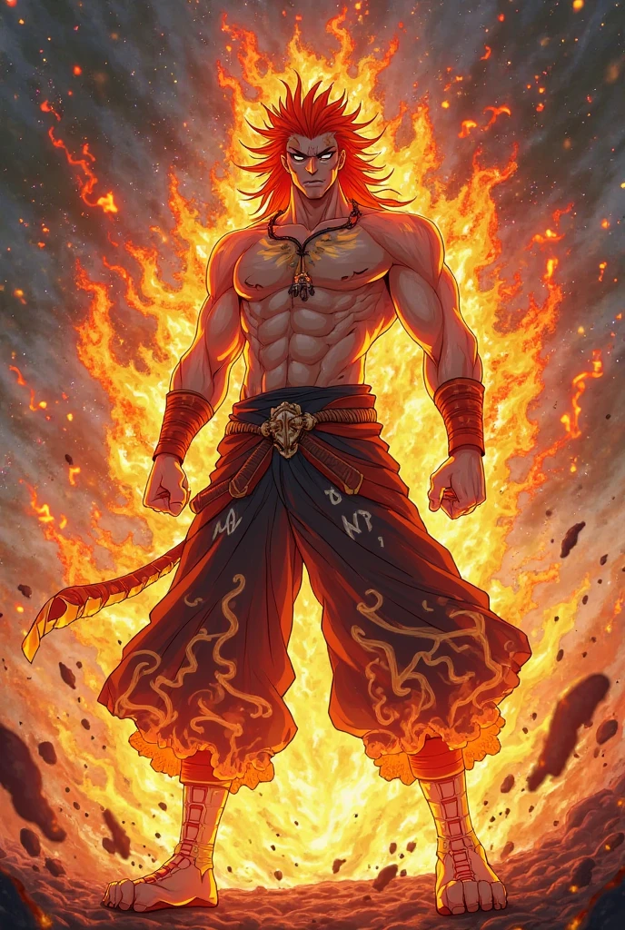 A fusion of a lion and a phoenix、The body1tで顔も1t、1 body only、With flames all over my body, I'm flying into the sky、It has no hands, but instead has wings、Feet are bird feet、Full body photo、cool、Use more effects、