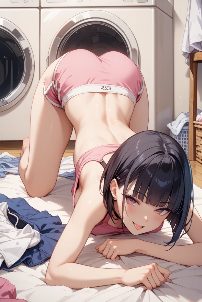 ((Small Breasts))、(after sex)(,lying in mat)、sperm、(cum on body)、,nsfw,((Completely naked))、Highest quality、Very delicate and beautiful、young、Young face、((Very short bangs))、((Bangs))、Brown Hair、Light Hair Color、Short Bob、Young body type、Short stature、Cute like an idol、Yellow Eyes、Are thin、Slim figure、((The background is the gym storeroom.))、Open Mouth、Embarrassed face、Sweat,