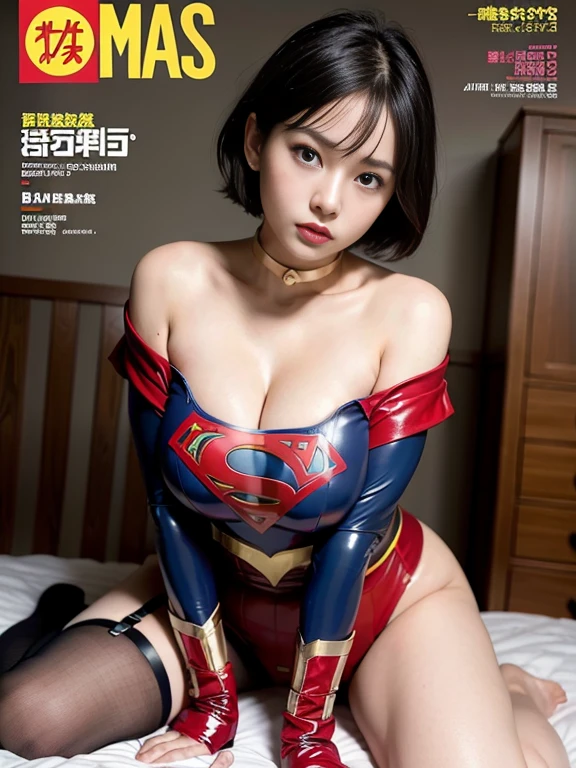 top-quality、​masterpiece,Short-haired Supergirl sleeping in the operating room、Plump breasts、Looking at the camera、a choker、bare-legged、MagazineCover、highleg、a miniskirt、Tight costumes、Puzzled、Large open legs、Obscene、Show a glimpse、Fluttering cloak、Affair