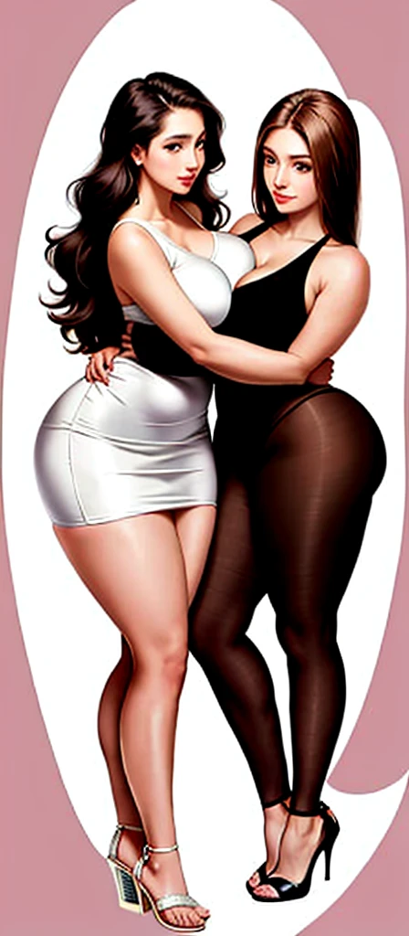 score_9, score_8_up, score_7_up, rating_explicit, 3women,(in center, 1woman is taller,7ft height, big mature 36yo dark hair woman with big round natural sagging breasts and (curvy body)), (on each side, 2 other women are 18yo, (fit) with medium breasts and blonde hair and ponytail, cleavage, (highleg-thong, cameltoe), (black stockings), looking at viewer , lips, makeup, lipstick, high heels, small waist, bubble butt, pale skin, beautiful face, cute face, light makeup, light blush, red lipstick, high heels shoes, perfect fat pussy, elegant, regal, raised chin, pinky nose, small round gold earrings), standing, presenting body, showing tits, showing ass, horny, welcoming , (long straight toned legs), cleavage, noble woman, seductive look, sexy woman, looking at viewer, noble Victorian dress, Richly detailed outfits with lace patterns and gold elements, stockings, jewelry, (size difference), center woman have vicious evil smiling face expression and 2 other women have modest shy facial expression, ((podium), (fashion shot) background), (highly detailed), (detailed face), full body, score_9, score_8_up, score_7_up,