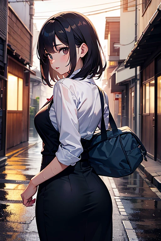 Absurdres, highres, ultradetailed, (masterpiece, best quality:1.3), ((cowboy shot:1.3)), BREAK, (1girl:1.3), (dynamic pose):1.0 BREAK, ((1 extremely cute and beautiful girl looking back at cafe)), BREAK, (cafe background:1.25, detailed background:1.25), BREAK, (upturned eyes:1.3), (ear breathing), full-face blush, parted lips, light smile, she has black hair, ((twin-buns hair style:1.3)),  BREAK, (wearing a school girl outfit:1.3, detailed sailor shirt:1.3, knee-length pleats long-skirt:1.3, detailed clothes), BREAK, (medium-breasted:1.27), (slender:1.15, abs, perfect abs), (glasses:1.3), 7.5 life size, detailed clothes, detailed body, detailed arms, human hands, detailed hands, blush, open mouth, (look back:1.15), (thrust out one's hip:1.35), studio soft light, cinematic light, detailed background, realistic, ultra-realistic, masterpiece, studio soft light, cinematic light, detailed background, symmetrical, hyperrealistic, highly detailed, intricate, very smooth, sharp focus,