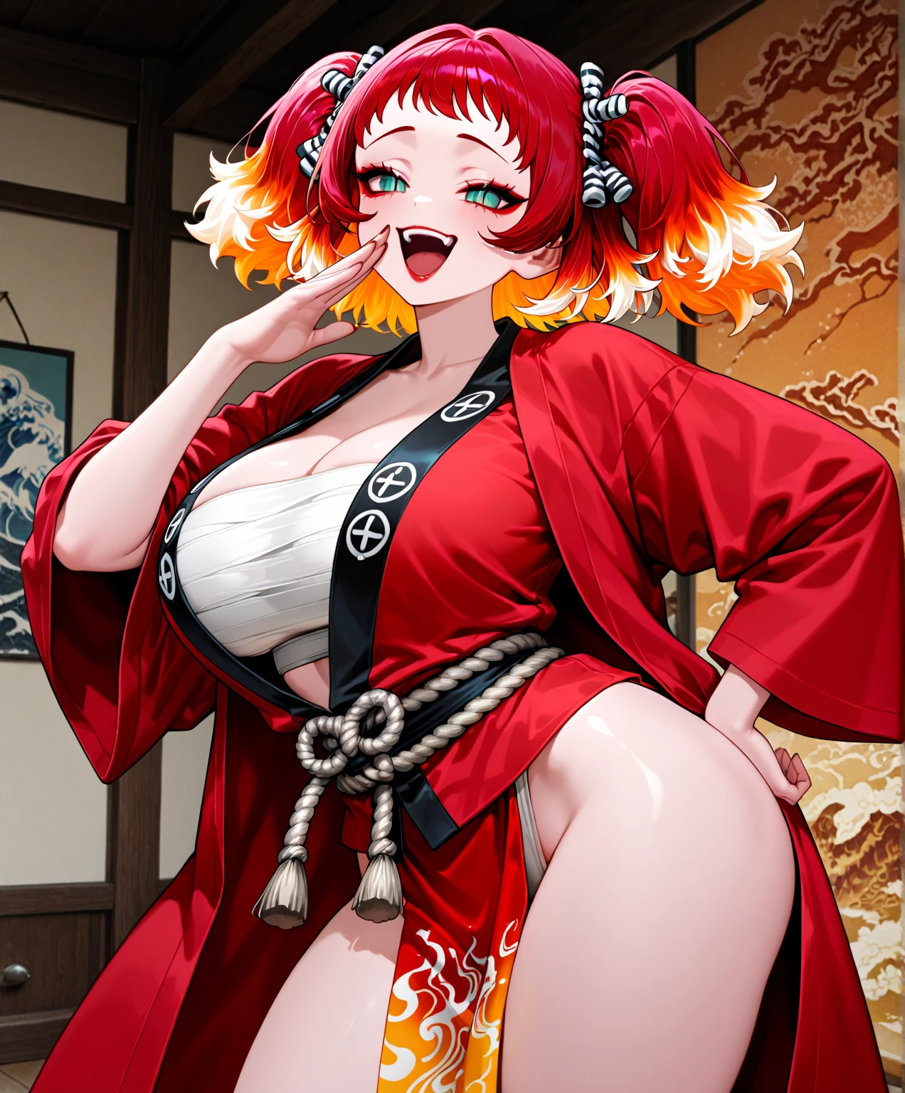 full bodyesbian, Solo, By bangs, Auntie, A sagging breast, endure, Fashionab, ((top-quality、8K、tmasterpiece、Portrait:1.3))1 Japan Woman, Wrinkles at the corners of the eyes, Plump body, ((nipslip、panties on :1.5)) , Original, (Perfect litthing), 50 years old hot mom, Mature female body set, ,stocklings,The barefoot,squating,leg apart,Sullen, (mature), Wrinkles at the corners of the eyes, Ultra-realistic skin is natural,(Best quality, 8K, Masterpiece: 1.3)),Solo, Japan, middle aged women, Beauty, Very fat, 52 years old, Long red wavy hair,full bodyesbian, Laughing, winking, Messy cloth solo, Temple,Japan, middle aged women, Beauty, fatness, great big breasts,独奏,(:1.3),thick thight,upper legs,Wide buttock,komono,dent in the skin,Double tail,ssmile,cheerfulness,(Red latex underwear:1.4),cparted lips,plumw,beachside,exposed midriff,protruding areolas,gigantic cleavage breasts,4K,Dewy,omao,pubes,Armpit hairy,eye glass
