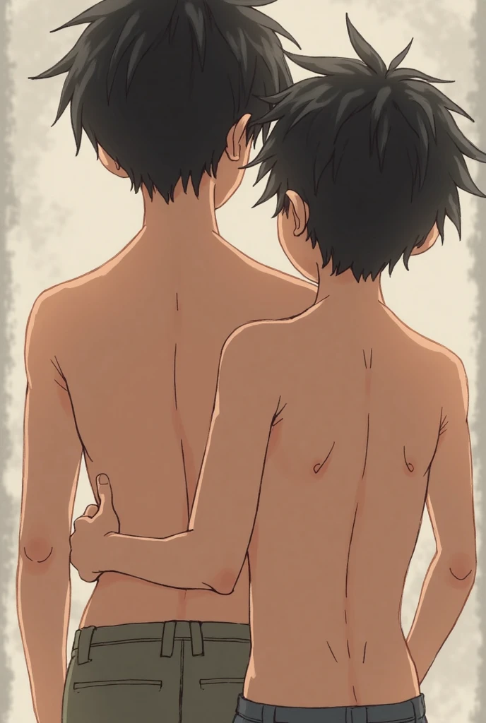 beautiful face,Shota , Completely naked,male couple , Two boys, child, boy showing naked body,front view , standing, , Full body picture,Hug each other , indoor,  Blushing, 