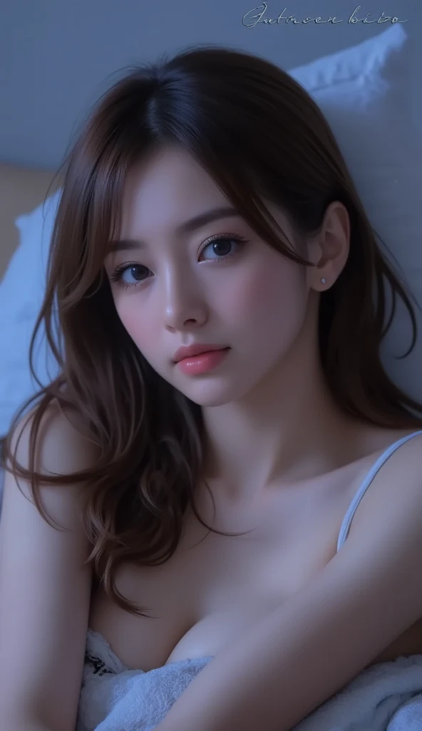 Super detailed、Particles of light:0.5、、Beautiful cleavage、Sleeping lying on your back in bed、Beautiful Blue Eyeouth half open、Natural Texture、Lace shorts、Sticking out tongue、Dripping cloudy saliva、There&#39;s milk on my stomach、Crystal clear blonde hair、Low rise denim pants that reveal the pubic bone