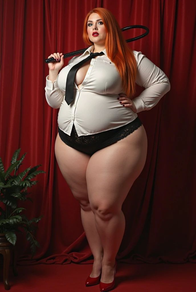 The most beautiful very obese young obese ussbbw fat redhead woman with long rich curly natural ginger hair, natural beautiful cute face, blue eyes, freckles on face and body, busty obese ussbbw fat feminine body, huge fat obese bloated soft belly, very wide hips and large fat booty, fat arms, thicc fat wide obese legs in a beautiful tight red dress and black long stockings standing and smiling in a fancy VIP palace at night