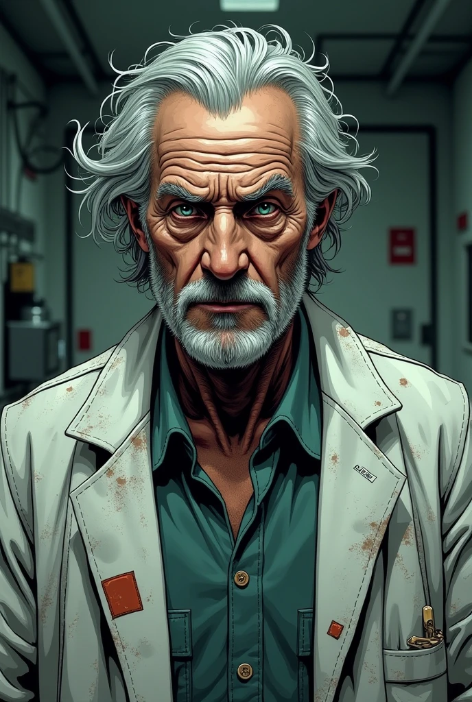 (Rick Sanchez portrait), cartoon style, old man, rick and morty universe, ((wearing in a white coat of a scientist, blue t-shirt)), big mad eyes, ((saliva at the mouth)), (muscular:1.8), blue portal
Atey Ghailan, by Jeremy Mann, Greg Manchess, Antonio Moro, trending on ArtStation, trending on CGSociety, Intricate, High Detail, Sharp focus, dramatic, photorealistic painting art by midjourney and greg rutkowski, bokeh on background