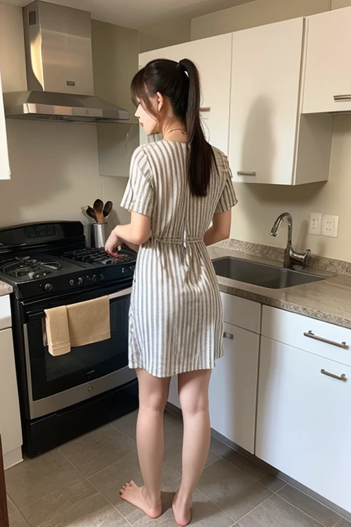Cute like an idol、Cute and adorable、A 20-year-old girl with a young face、Smiling Kindly、((Naked with only an apron on))、(diagonal rear view)、((A little bit of her ass crack is visible through her apron))、Too much exposed skin、(whole body像)、whole bodyの姿、(((Cooking on a barbecue grill at a campsite during the day)))、Cleavage、(whole body像)、whole body、Accurate、Anatomically correct、Textured skin、Super detailed、 Attention to detail、Highest quality、High resolution、Genuine、realism、RAW Photos、Genuine、masterpiece