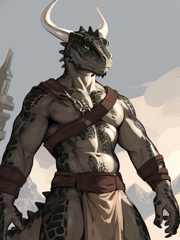Solo Sexy anthro scalie dragon male mercenary medieval solider, slim endomorph muscular handsone model male apperance, sword scars, worn out rusty  armament, low on hips heavy leather belt, old very worn out  dirty linen material jockstrap, old yellow dirty worn out stains on white jockstrap,  cumshoot drops from tip of jocstrap,  studded  armlets breastplate armor,  breastplate, leather bondages, fingerless leather gloves, smelly unwashed husk, dirty body look, desert battlefield, standing in sexy fighting position, close view of full character