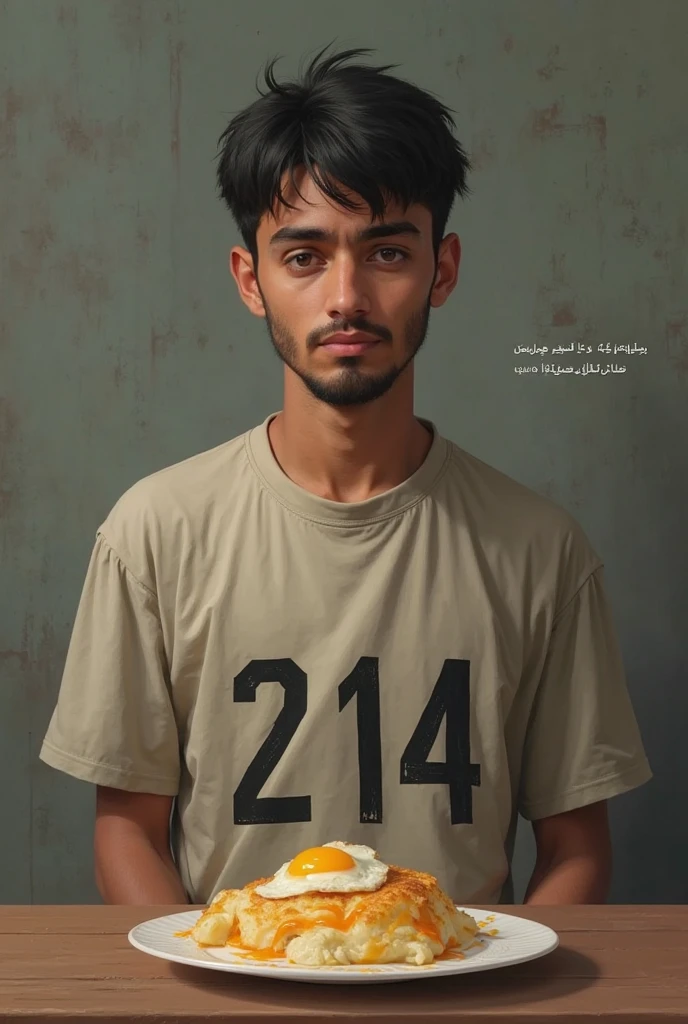 A teenager in a busy urban center. curly and black hair. with blue jeans, White sneakers. navy blue shirt, with a yellow horizontal stripe at belly level. Inside the stripe, the letters EAT. He looks at the camera with a defiant look. He has a Bible in his right hand and the other is in his pocket.. 