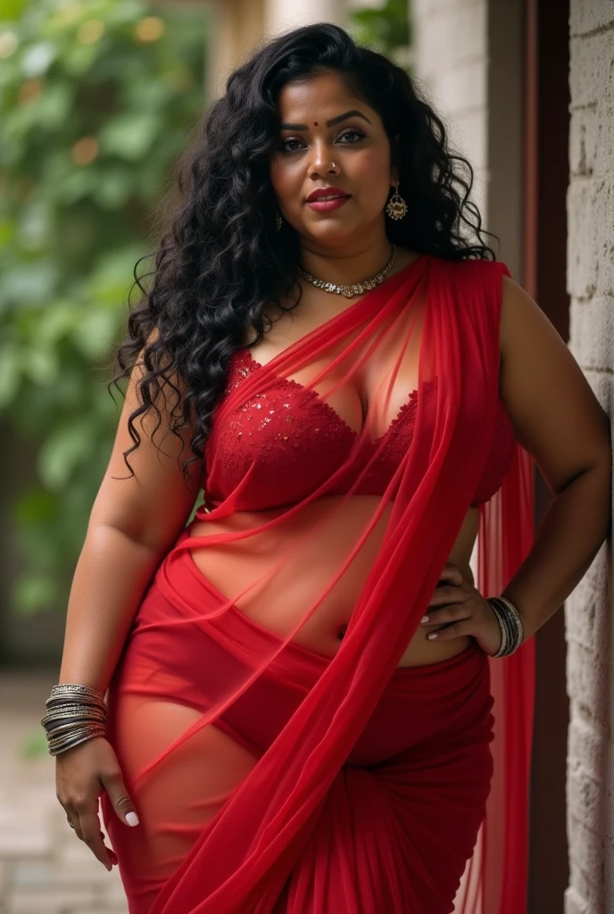 BBW Fat ass curvy woman is lifting her saree and SHOWING HER ASS in SMALL THONG panty and sexy blouse in bangles