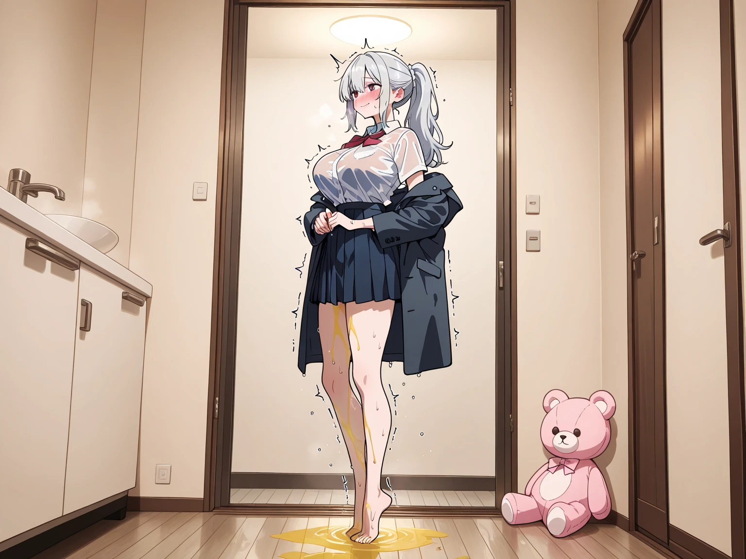 (muscular brown_skinned girl with sports uniform and whiteskinned petite girl with cute pajamas: 1.8), (brown_skinned:1.1), (white_skinned:1.1), (2girls:1.4), (height_difference:1.7), (size_difference:1.3), (mature woman: 1.5), (yuri:1.3), (hugging:1.2), (:3), cute, (a giantess looking down at a girl: 1.2), (she is much taller than her: 1.5), looking at another, serafuku, (girls bedroom: 1.2), (foreshortening:1.3), hearts, cleavage, (rear_end:1.2), cameltoe, anime girl with colorful hair and a colorful dress, rossdraws pastel vibrant, rossdraws cartoon vibrant, anime style 4 k, beautiful anime portrait, artgerm colorful!!!, ! dream artgerm, beautiful anime girl, anime styled digital art, anime art wallpaper 4k, anime art wallpaper 4 k, digital anime art, extremely detailed artgerm, (naked), navel, bare shoulders, midriff, bare thighs, (breast envy :1.2), (breast size difference:1.1),