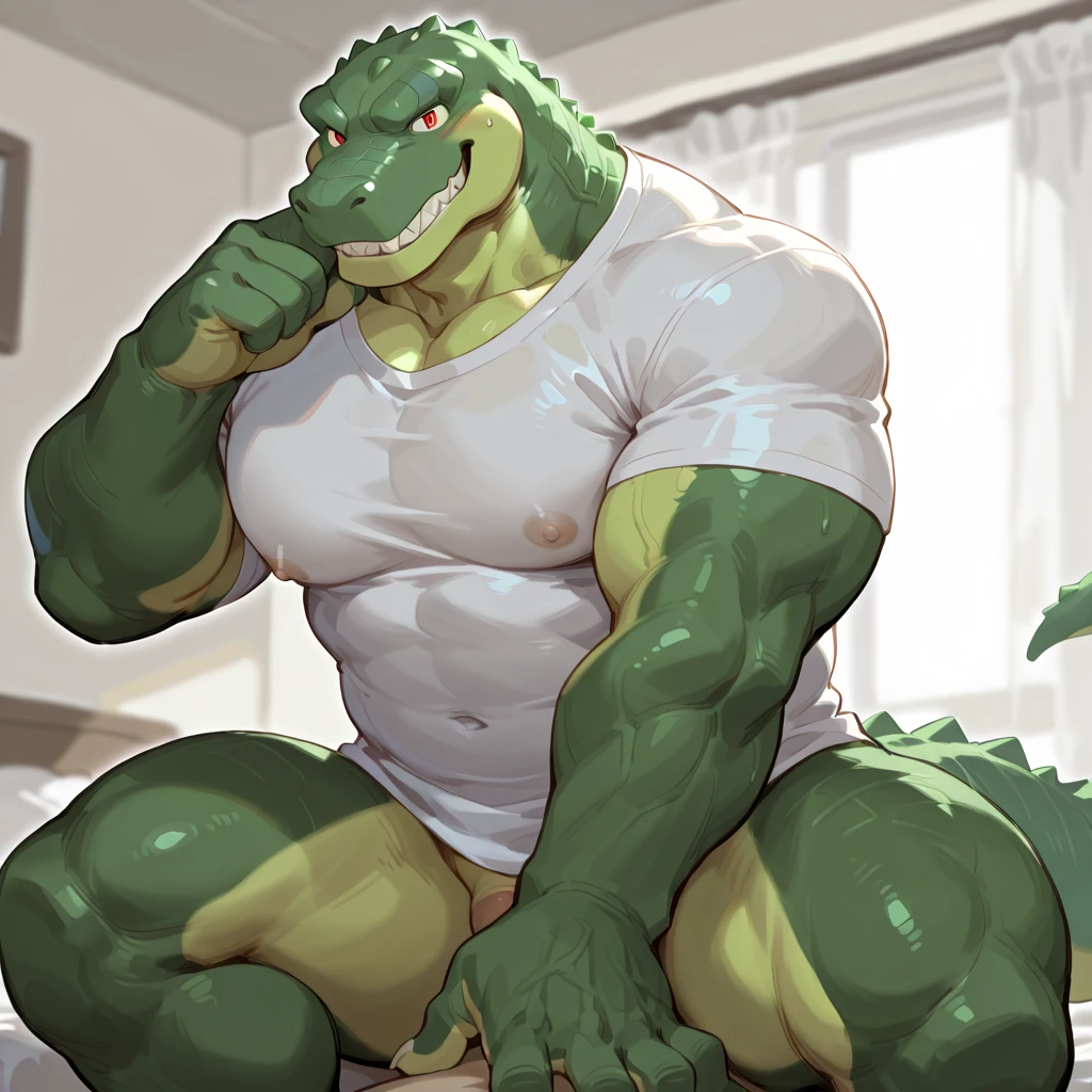 masterpiece,best quality,1boy,(renekton):1,solo,muscular male,hi res,8k hd,extreme detail,detailed background,masterpiece,muscular,muscular anthro,(sweat:1.2),aged up,looking at viewer,by Pino Daeni,(by ruaidri),by virtyalfobo,by lindong,masterpiece,best quality,(renekton):0.9,solo,hi res,8k hd,helmet, nude, hard penis, semen, masturbating