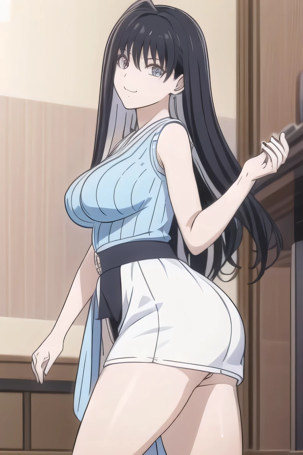 naked apron,1 girl,20 years old, ,large Chest, Young women,Fair Finger,Fair long legs,Fair Body,Fair Nose,Fair character design, Perfect eyes, perfect Face,Expressive eyes, Looking at the audience,(lead_Body),(Focus on her Face), Official Art,Extremely detailed CG unity 8k wallpaper, Perfect Lighting,rich and colorful, bright_front_Face_Light,發Light的皮膚, (masterpiece:1.0),(the best_quality:1.0), Ultra-high resolution,4K,Very detailed, photography, 8K, Human Development Report, high resolution, absurd:1.2, Kodak Portrait 400, Film Grain, Blurred background, Bokeh:1.2, 鏡頭Light暈, (Energetic_color:1.2) (Fair,Target_Chest:1.2), (Fair_Face:1.5),(narrow_waist), Smile, Happy