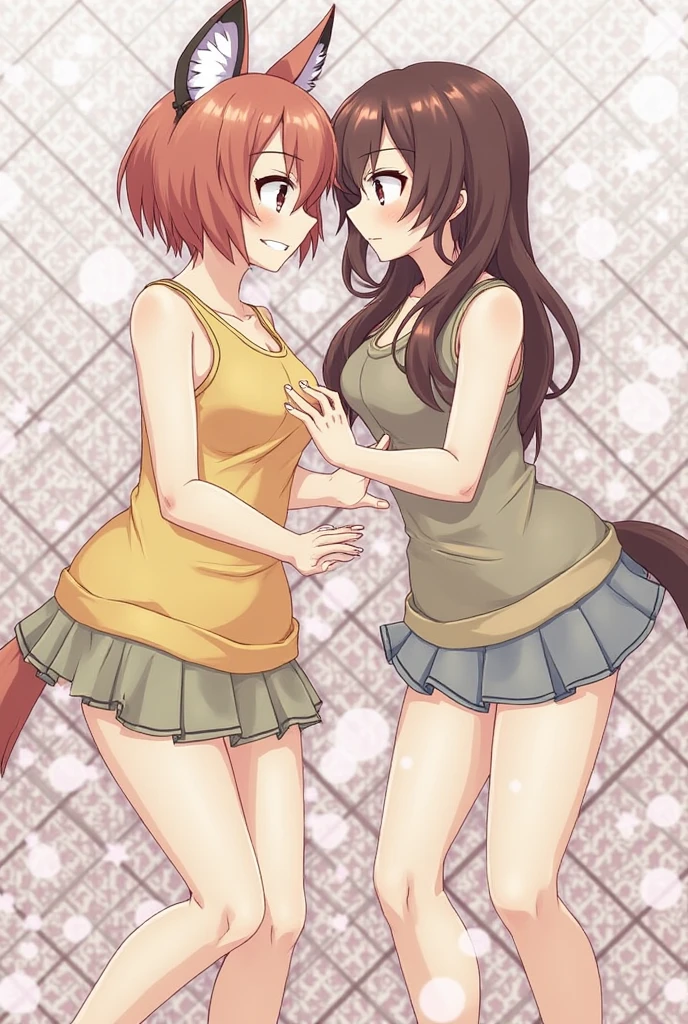 an anime girl,that is bullying, he laughs and points while she is naked 