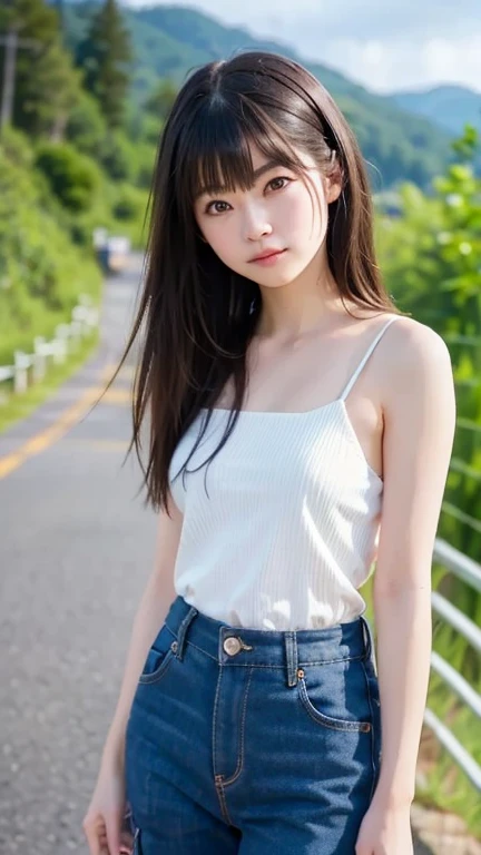 8K、Elementary school beautiful girl、A dark-haired、detailed beautiful faces、very short pants, ひまわり畑、Very strong wind、decolletage、Sit on the buttocks