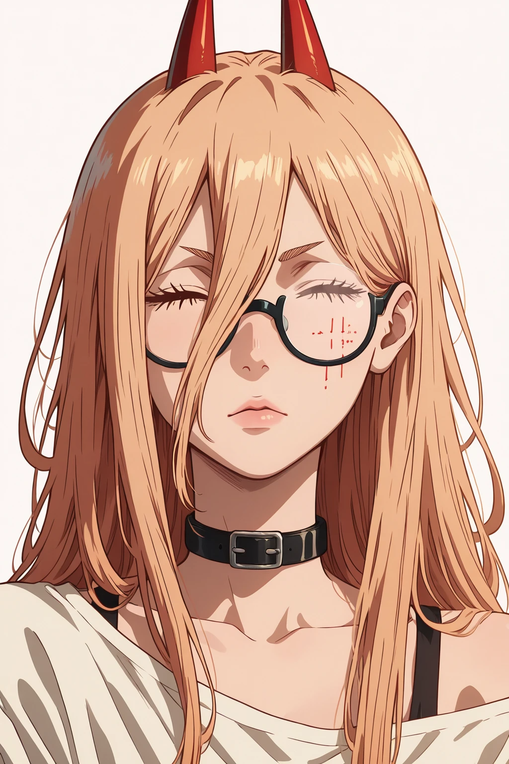 <lora:Kongou_Aoki:0.7>, blond hair, red eyes, cum_on_glasses ,scoop_neck ,murabito_c ,penis_shadow ,halfclosed_eye ,blackframed_eyewear ,green_shirt ,After_Fellatio ,cum_on_breasts ,cumdrip ,facial ,cum_on_body ,grey_background ,cum ,Black_Choker ,glasses ,shirt ,hanging breasts ,Highres ,Cleavage ,Solo ,1girl ,Choker ,Blush