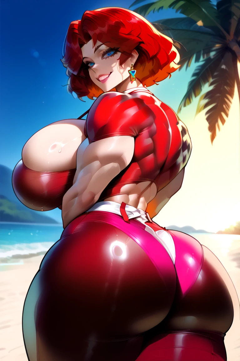 Sakura Haruno, milf, mujer mayor, cabello rosa, deep v dress, (( deep v dress Black, plunging neckline, breast curtains, Revealing clothes, ruborizada)) , (( ruborizada, sonrisa, feliz, oiled skin)), short hair, pink hair, recogiendo sus pechos, (( picking up her breasts)), (( gigantic sagging breast, presumiendo sus pechos, exhibicionismo, visible )), exhibicionista , piernas largas, piernas abiertas , abs , muscle, Iparuputsua, standing, (( ass, watching her ass, point of view of her ass)), en la playa de noche, luces de ciudad a lo lejos, Cancun .