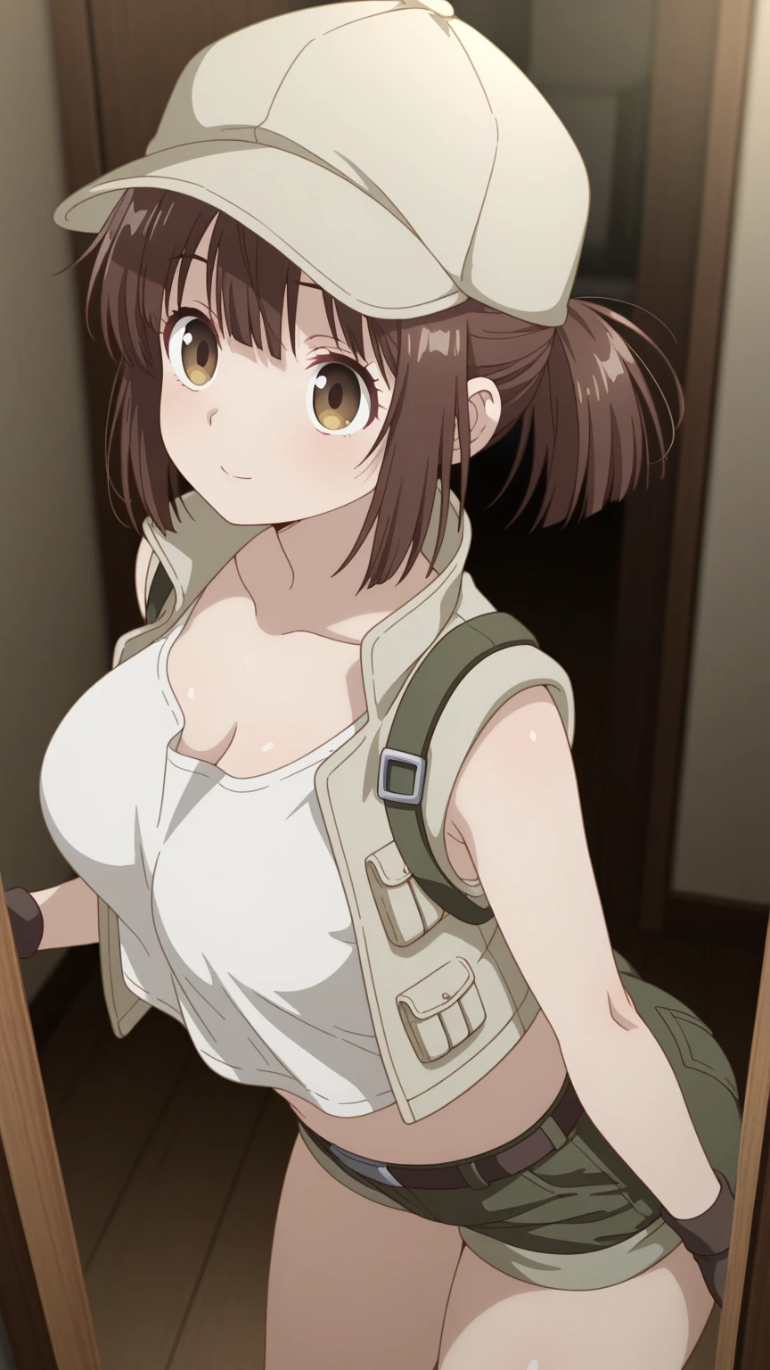 camp、inside the tent、Waking up、big breasts、