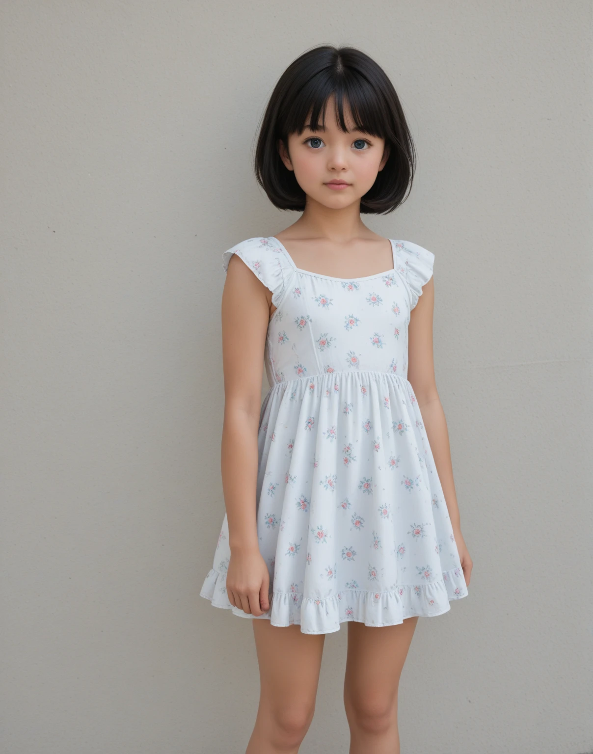Drawing of a girl with ponytail and dress, cute 3d rendering, cute detailed digital art, mini cute girl, cute digital painting, 3d rendering stylized, cute digital art, cute rendering 3d anime girl, little curve loli, cute! C4D, a single character full body, standing on a white base