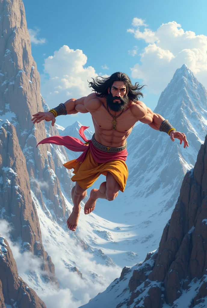 Hanuman ji floating in the sky
