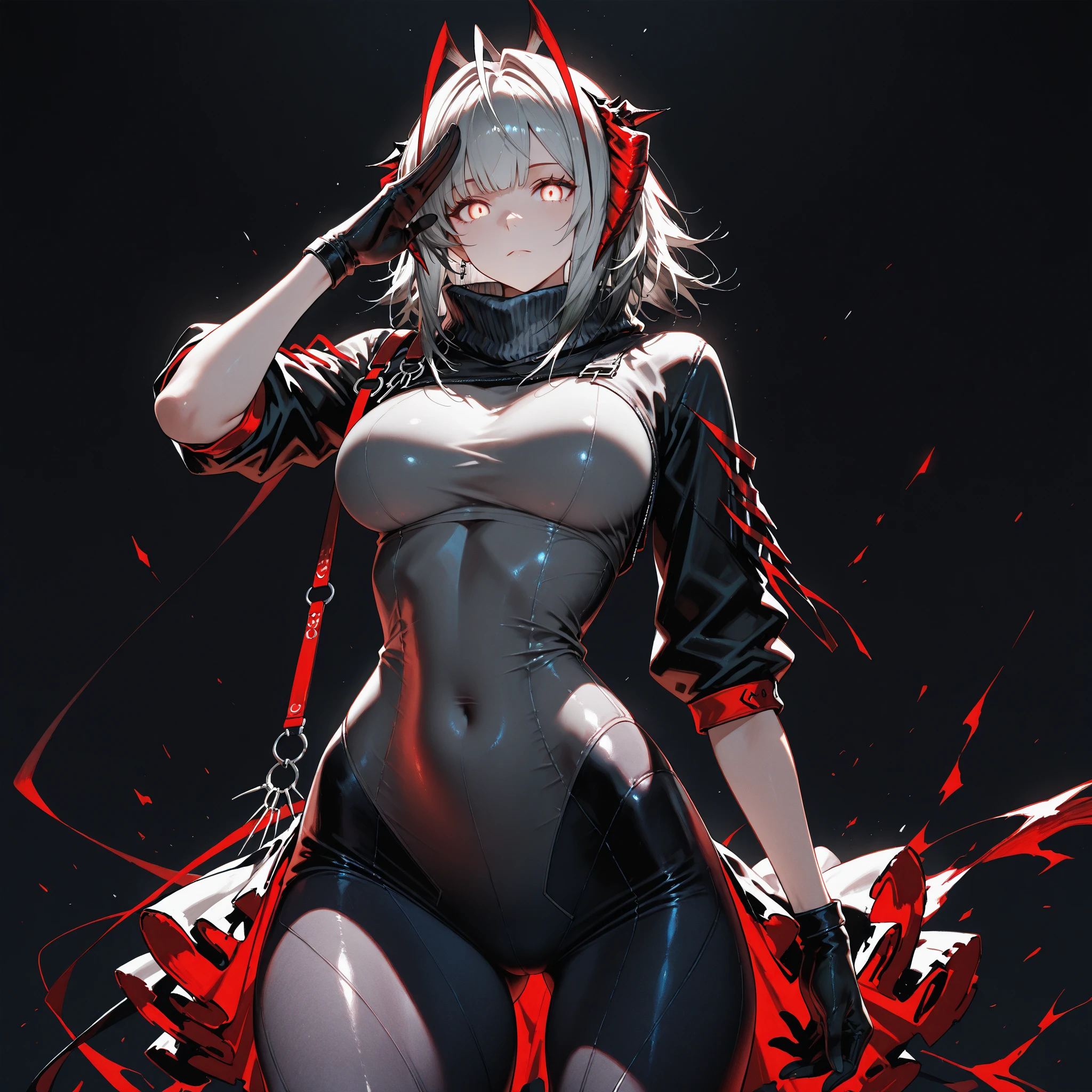 High resolution, Red eyes, 1 girl, simple background, hair flower, big breasts, 5 fingers on each hand 8k octane,