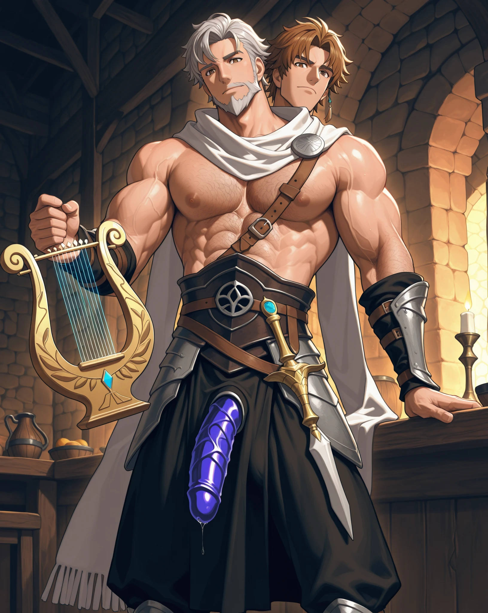 ((2 characters - young adult demi-god male with blond hair and huge sagging manly pecs is wearing //very erotic white clothes // and being enslaved and attacked and having sex with huge evil monstrous god )), NSFW, monster hentai, ((size difference)), dungeon, ((red spanked butt)), ((hyge evil monstrous god spanking young adult demi-god male)), ((young adult demi-god male is worshipping monstrous huge evil god’s enormous veiny cock)), (((huge evil monstrous greek god teasing the young adult demi-god male and asking him “do you like my huge cock deep inside?”))), ((young adult demi-god male is ashamed of enjoying sex with the monstrous evil god because others looks at him disapprovingly)), well drawn penis,