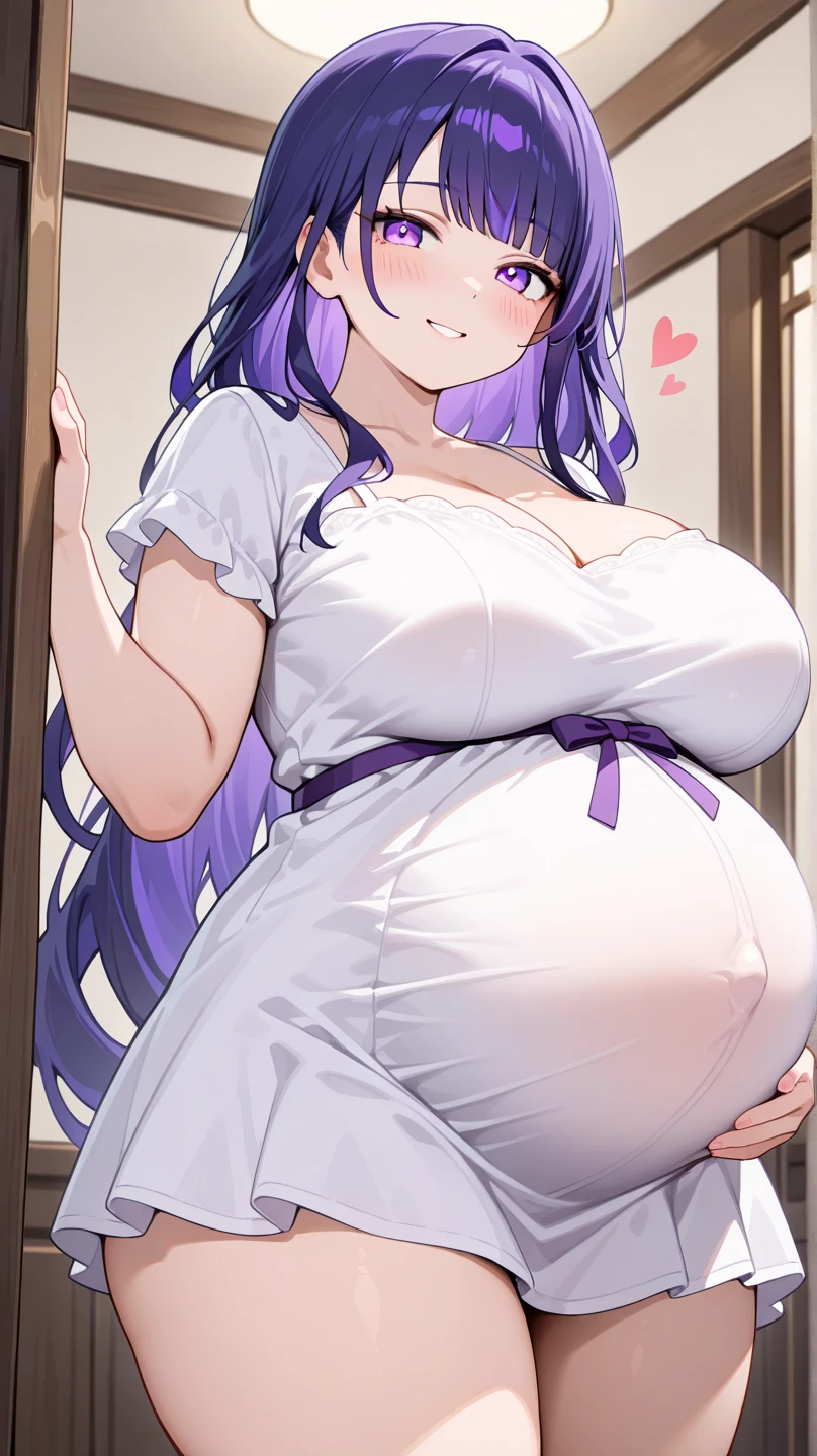 Pregnant women,Pregnant belly,Multiple births,Swimwear,Big Breasts,White and purple hair,Hair Gradient,Long Hair