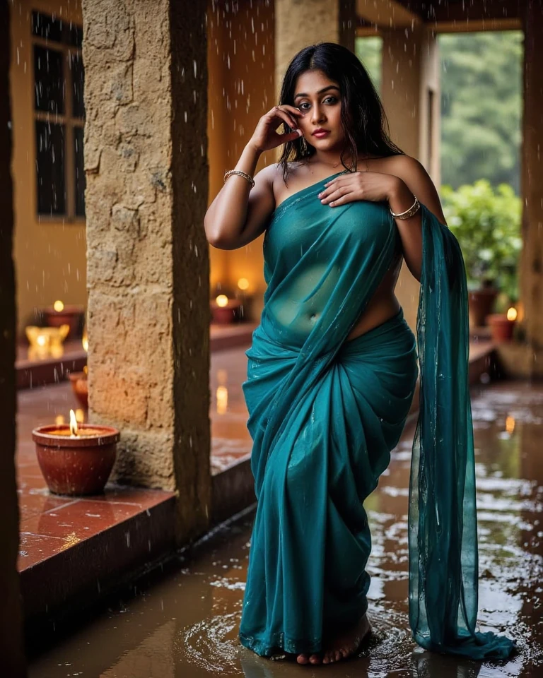 Professional erotic photography. close up front view of sexy (huge sagging tits:1.4), (cleavage:1.3), (18 yo), (beautiful:1.4), (supermodel face:1.2), (stunning Indian actress as maid), (scrubbing the floor:1.4) (on her hands and knees:1.5), (tiny blue silk saree:1.2), wet clothes, (transparent:1.1),  in a palace, leaning forward, (horny face:1.3), tanned body, (shy), (innocent:1.2), ((bubble butt)). Eyeliner, (photorealistic:1.3), sharp jaw. RAW color photo, hyperrealistic, (very dim light), highly detailed, perfect skin, hasselblad, gigapixel, f/32, ISO 2000, detailed hair, detailed body, (in focus, bokeh), (detailed face and eyes:1.5), sharp features, depth of field, Leica, 8K HDR, shadows